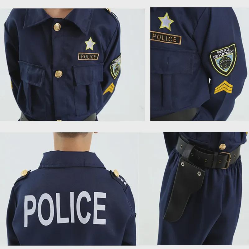 Children's Embroidered Police Officer Costume: Jacket Uniform for Role Play & Halloween