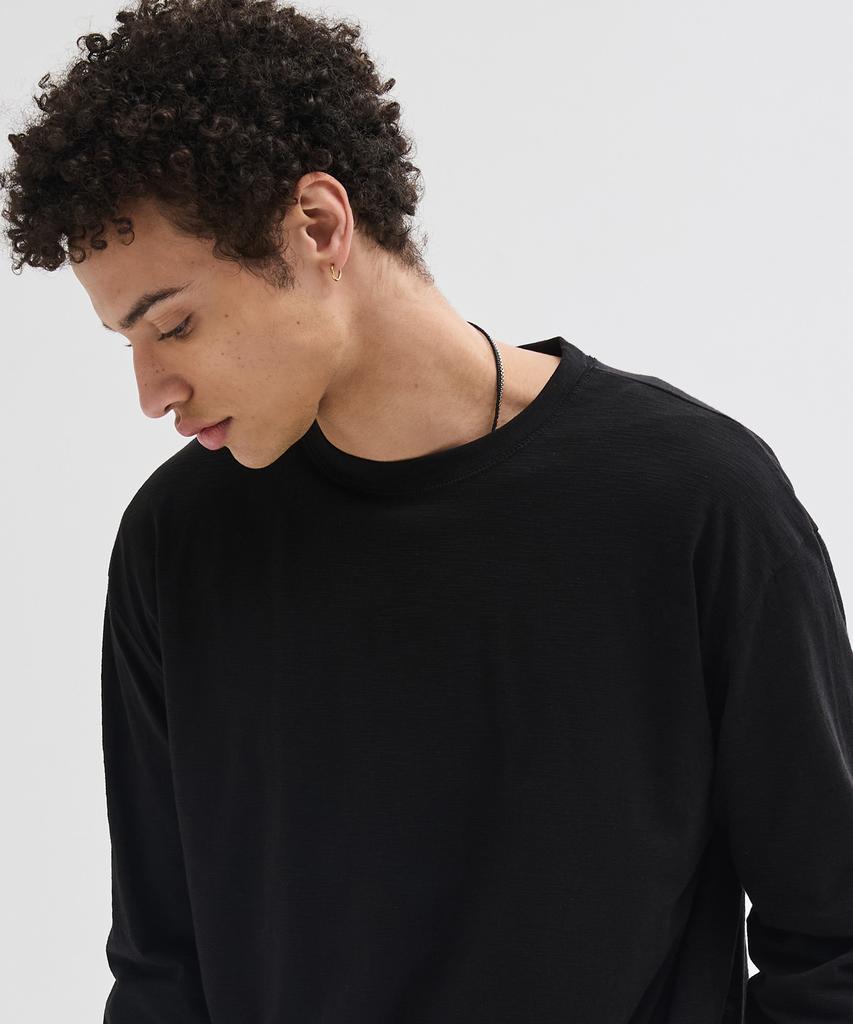 LEIRE Slub Back Line Long Sleeve T-Shirt [Black]