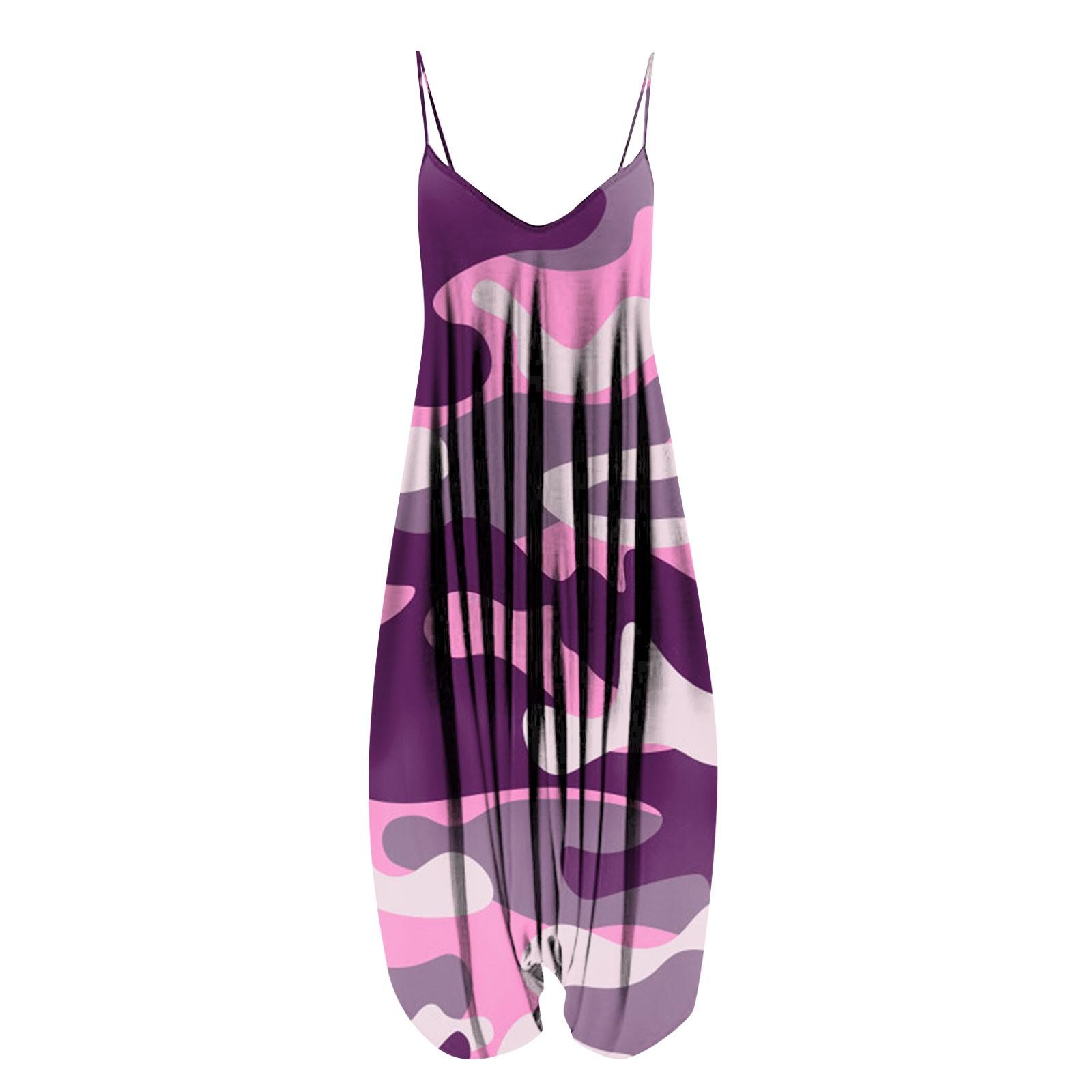 

Модний камзоловий комбінезон із V-подібним вирізом для жінок, регульовані бретельки, вінтажний комбінезон з кишенею XL рожевий