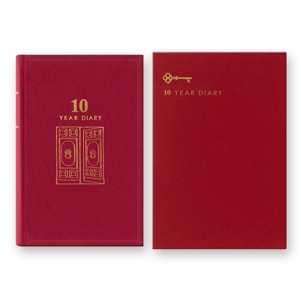 Midori Consecutive Burgundy 12860006 Tagebuch, 10-Jahres-Nutzung, Einband,