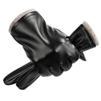 Winter Black Genuine Leather Men's Gloves,Keep Warm Men's Winter Gloves,simple Deerskin Men's Leather Gloves