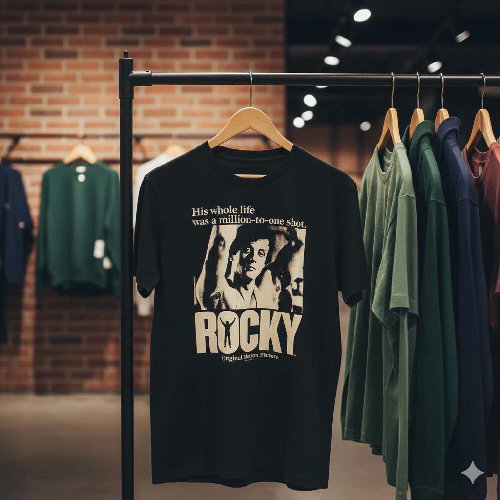 Unisex Adult Classic Movie Rocky Movie T-Shirt Classic Boxing Film ... S
