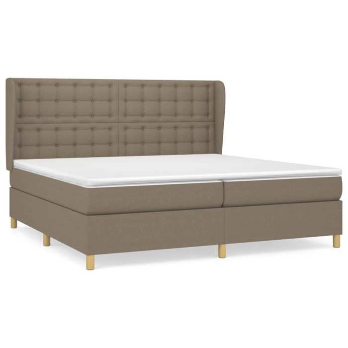 3128873 vidaXL Divan Bed with Mattress Taupe 200x200 Cm Fabric