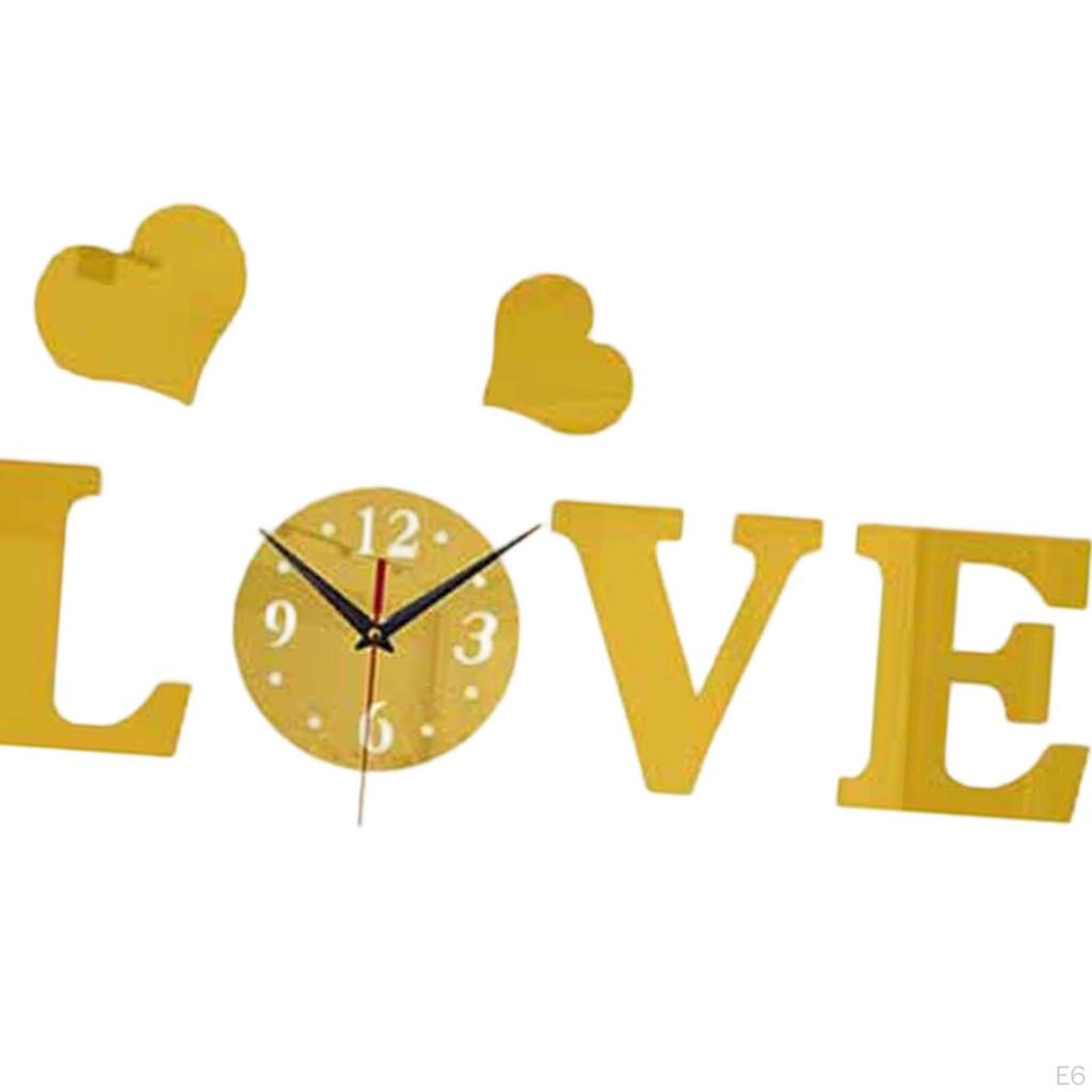 Liebesherz Wanduhr Aufkleber DIY Abziehbild Dekorativ Praktisch Robust Leise Heimdeko für