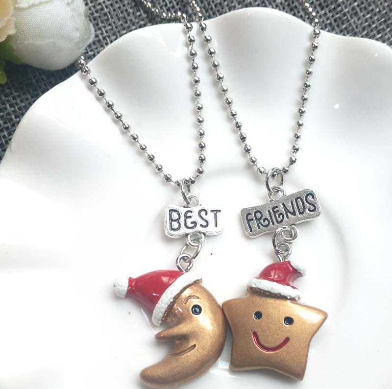 Kindliche Harz Stern und Mond Ornament BFF Halskette Set