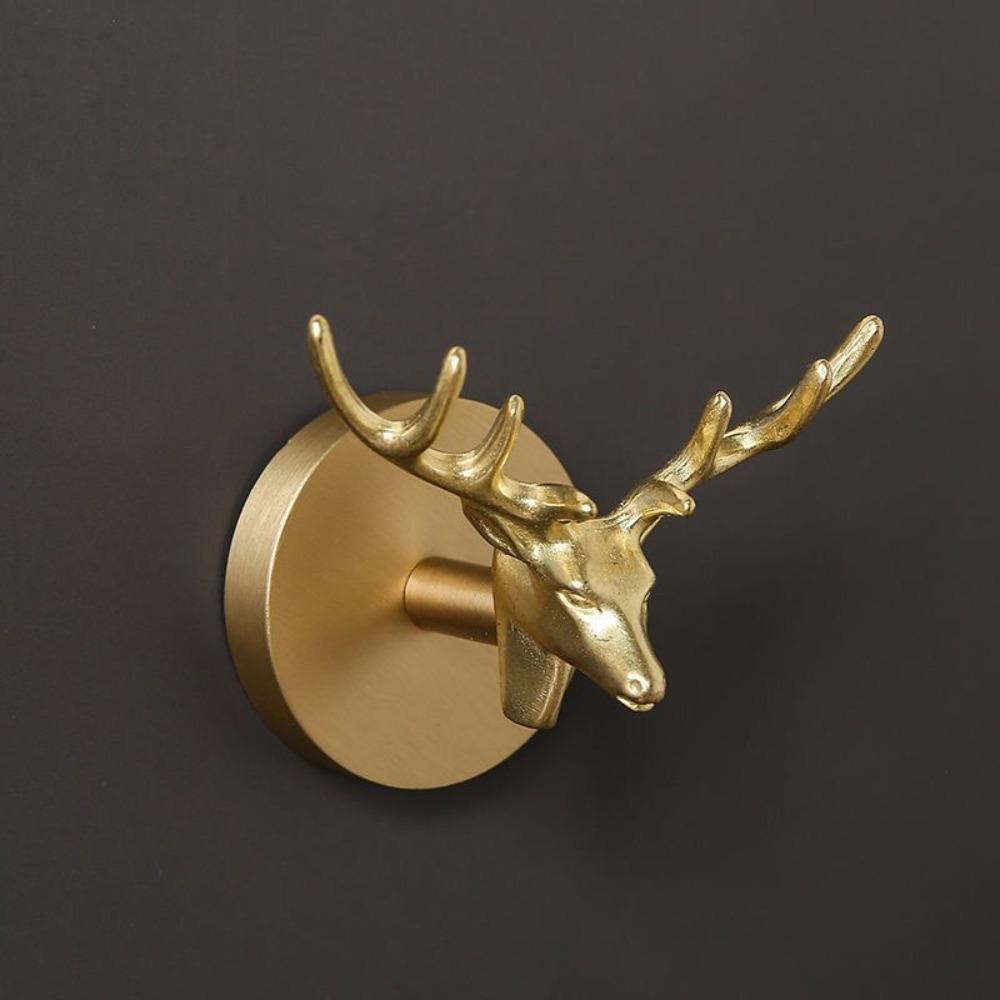 

Rust-Proof Construction Brass Wall Hooks Durable Construction No-Nail Wall Hooks Bedroom Lucky Deer Disc