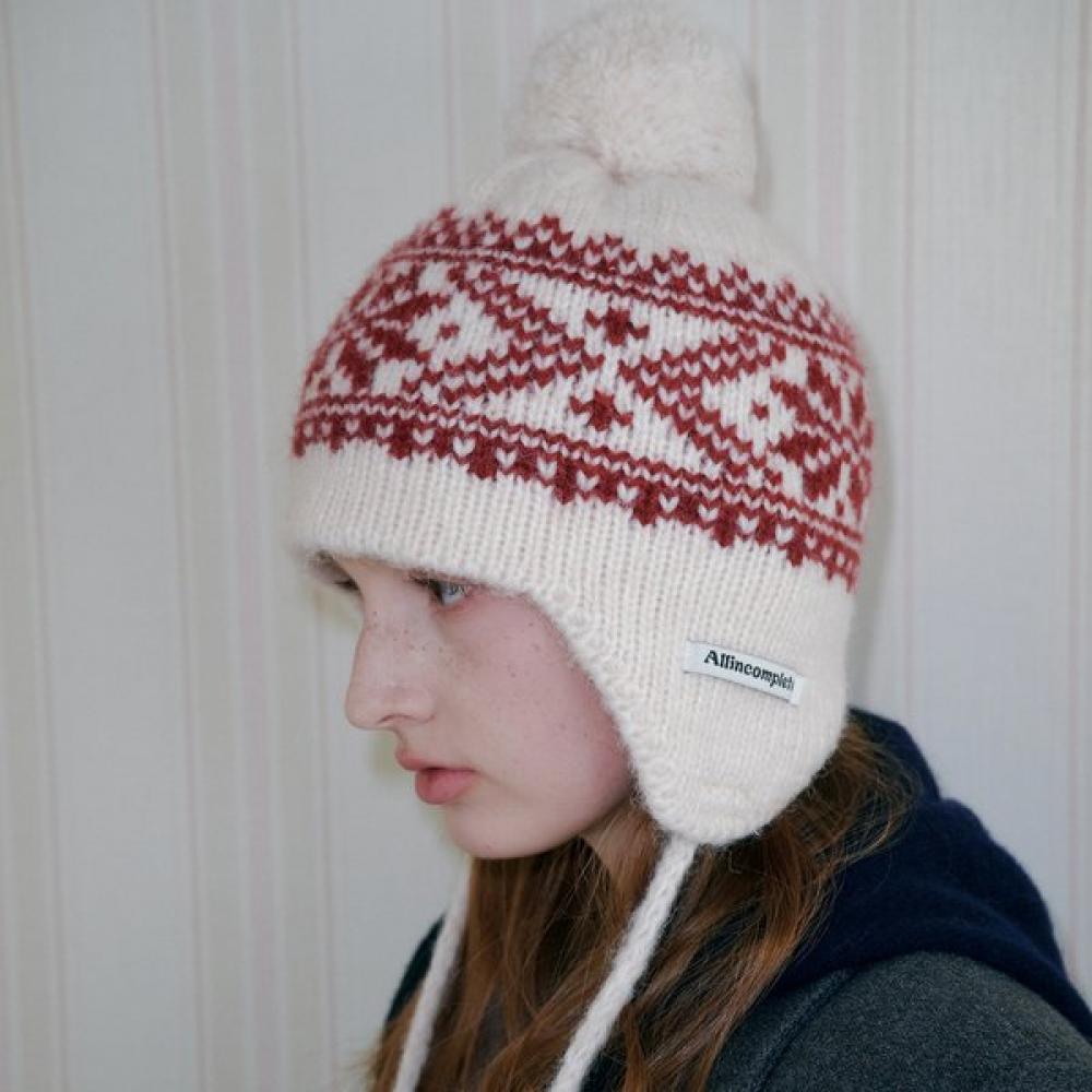 Allincomplete Snowflake Earflap Beanie 2 Colors Navy (Snowflake Earflap)