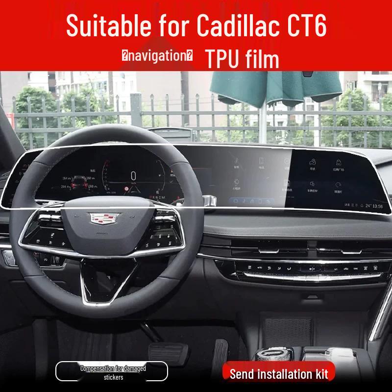 

New Cadillac CT6 Interior TPU Protective Film: Center Console, Gear Shift, and Navigation.