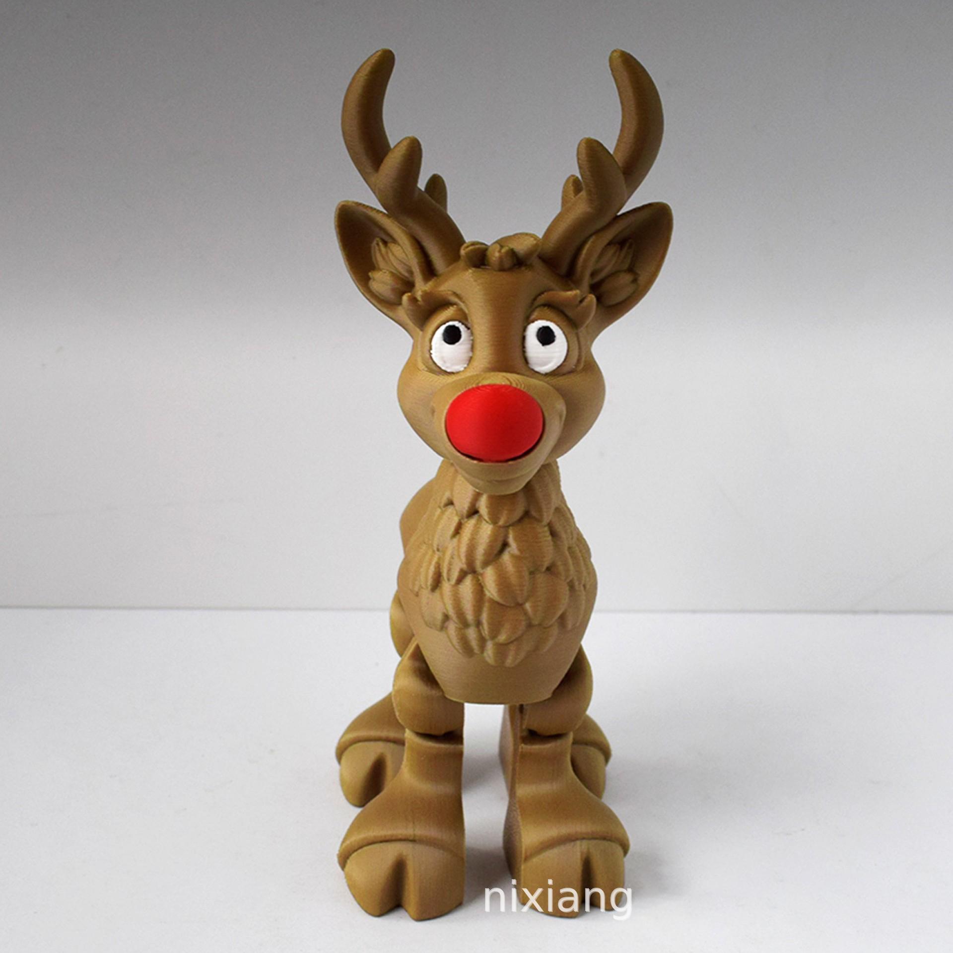 

Brown Cute Deer 3D Printed Toy Christmas Home Desktop Decor Ornaments Joints Movable Simulation Deer Animal Model Holiday Gift