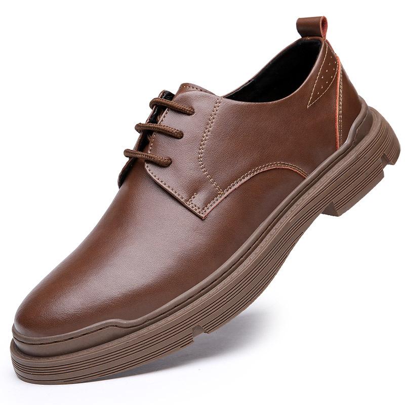 2025 Autumn and Winter Leather Shoes Men's Casual British Martin Boots Men's Genuine Leather Korean Version Trendy Tooling Shoes Low-top Men's Shoes