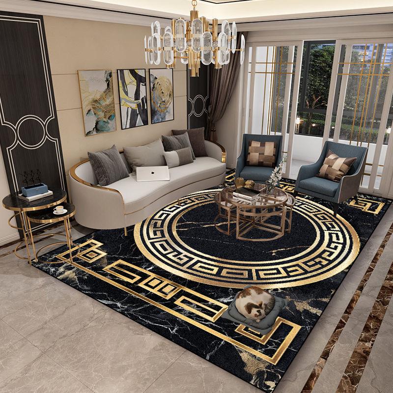 

Роскошные ковры в американском стиле черного и золотого цвета для гостиной, большой площади, для дома, для зоны дивана и стола, ковер для декора спальни, противоскользящий придверный коврик 60*90cm