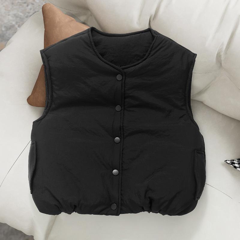 

Осень и Зима Детский Жилет Однотонный Теплая Хлопковая Одежда Малыши Мальчики Девочки Толстые Жилеты Верхняя Одежда Жилет 90 чёрный