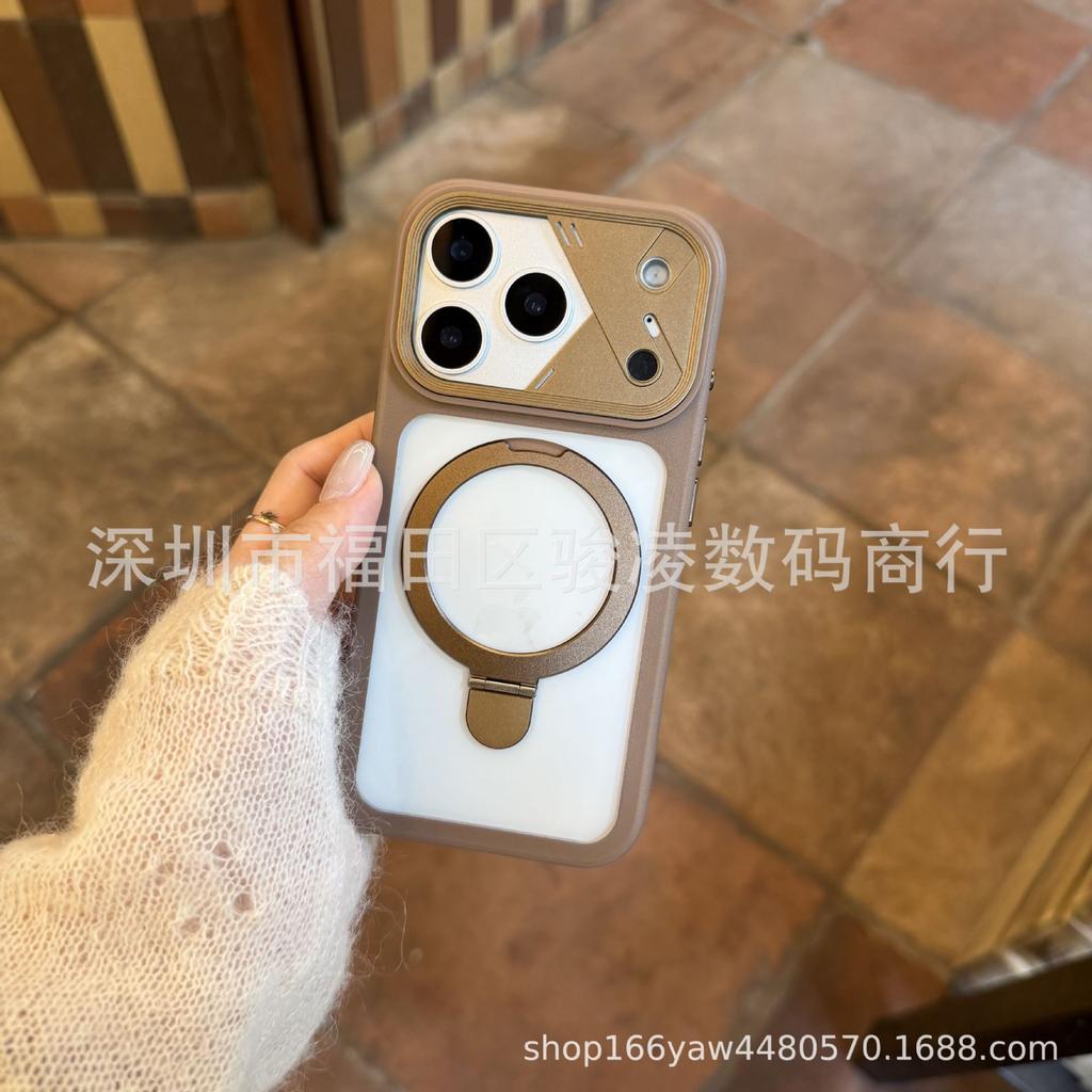 Magnetic suction bracket is suitable for Apple 16promax mobile phone case iPhone15 seconds change 17 matte skin feeling 16 trendy man 15