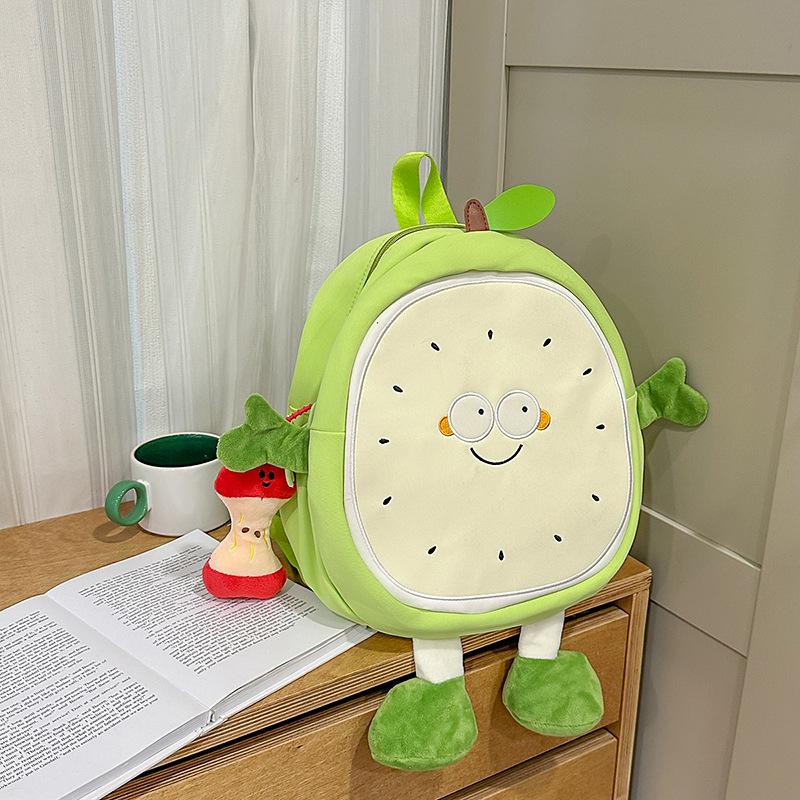 Rucsac Cartoon Proaspăt Pepene Verde 2025: Rucsac Școlar Studențesc de Mare Capacitate & Geantă Crossbody Super Drăguță