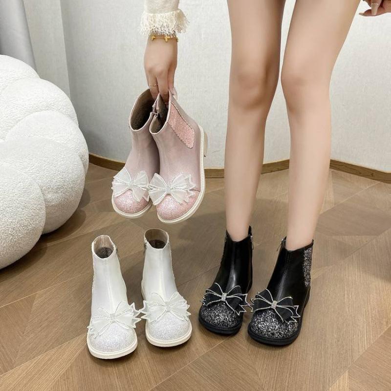 New girls' knight boots platform zipper medium and older children's boots comfortable rubber sole Korean version of princess catwalk medium boots
