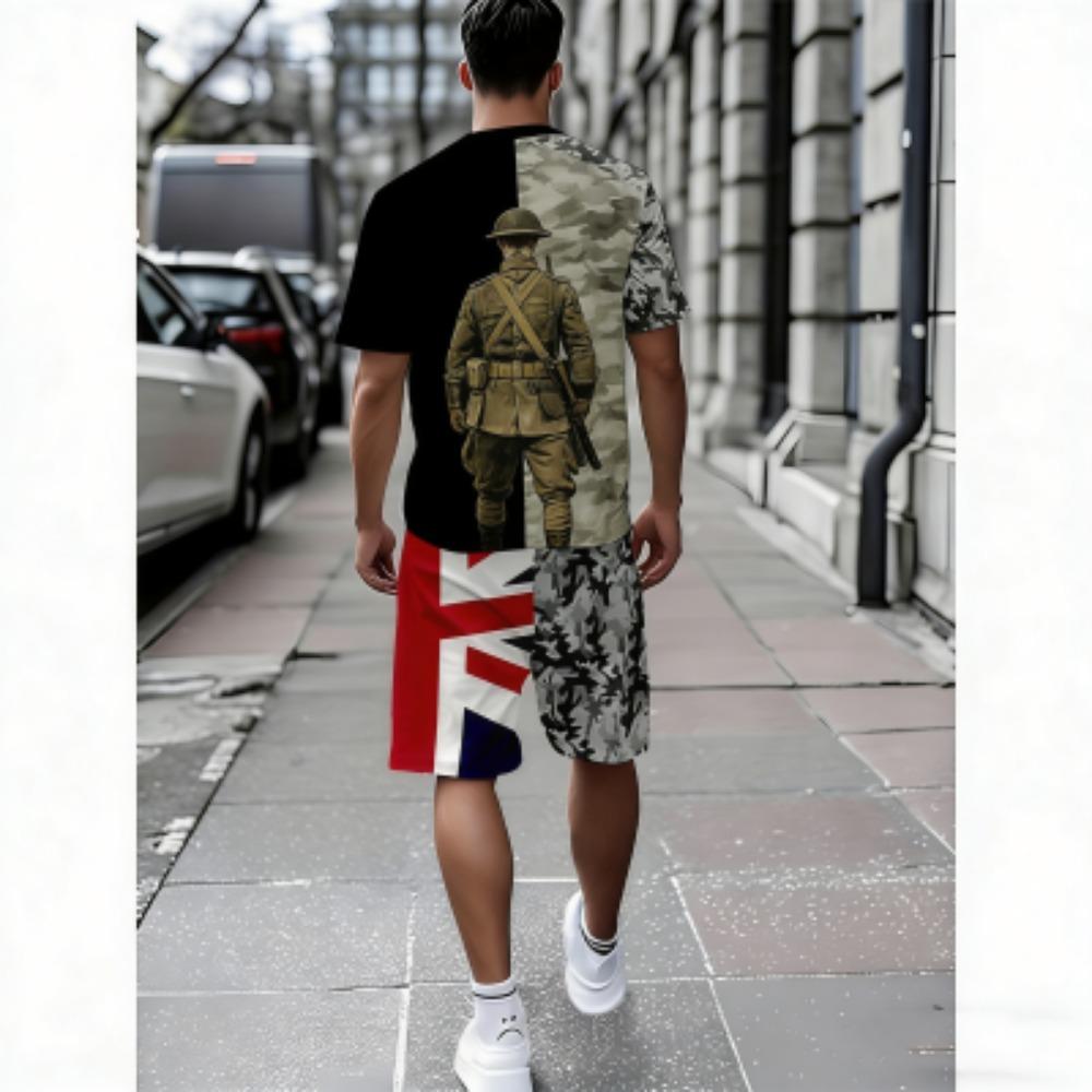 

Fashion Camouflage Men s T-shirt and Shorts 2 Piece Set Summer Casual Outdoor Men s and Women s Outfit Set XXS