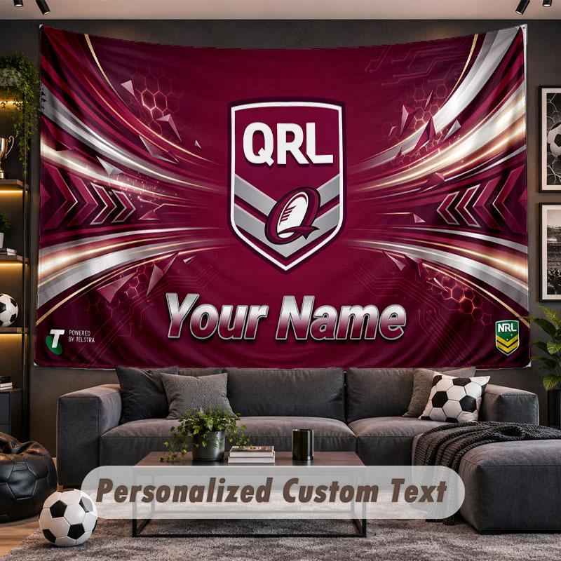 Wall Hanging Tapestry Custom NameQueensland Maroons Pattern Personalized Printed Fabric Wall Decor