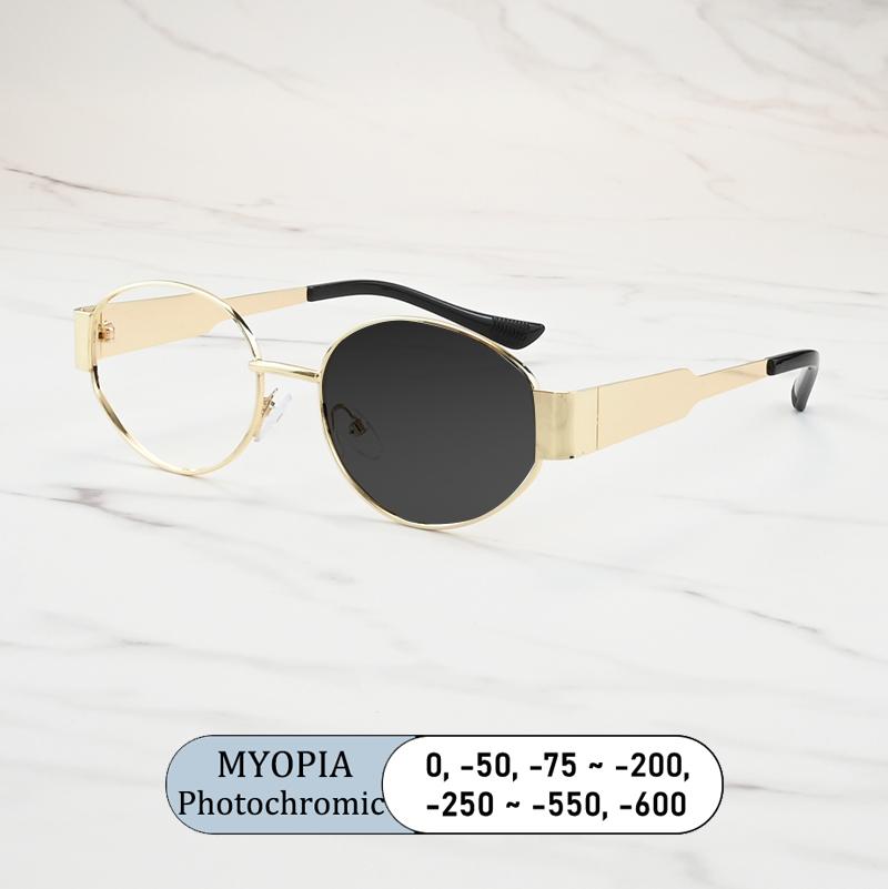 New Fashion Brand Design Metal Oval Men Myopia Glasses Optical Prescription Nearsight Anti Blue Light Women Short Light Eyewear