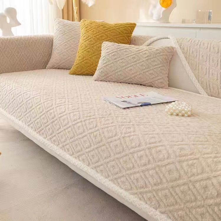 Modern Jacquard Velvet Plush Quilted Sofa Towel Super Soft Non-slip Sectional Sofa Cover for Living Room L Shape Couch Cover