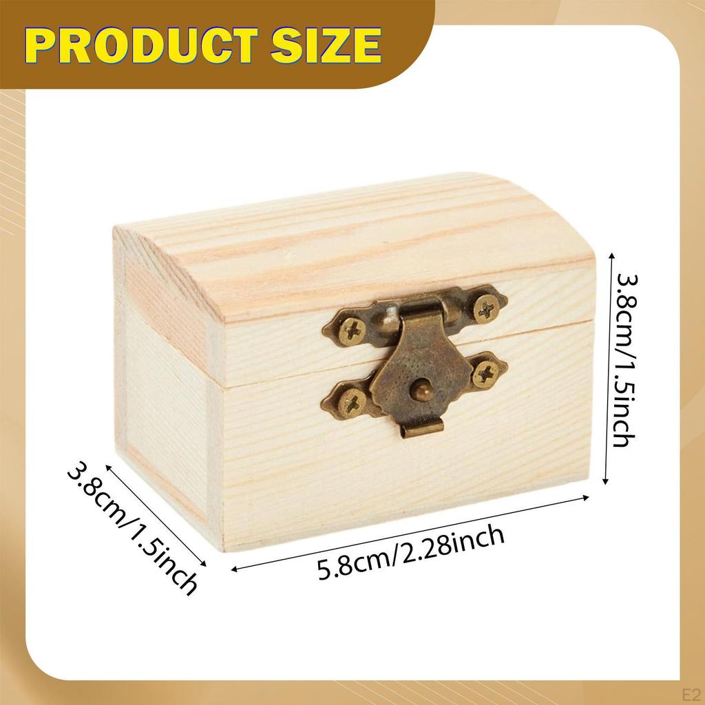 2Pcs Unfinished Wood Boxes Treasure Chest Holder Jewelry Trinket for Halloween