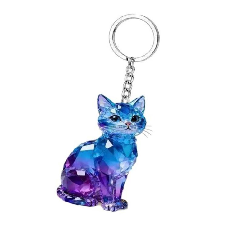Porte-clés Acrylique Avec Motifs Mignons de Fleurs et de Chats Résistant aux Rayures Pour Bureaux et Usage Scolaire