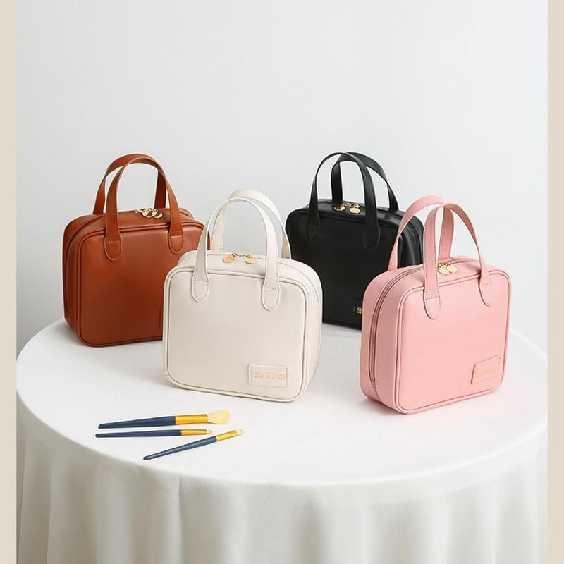 Veganská kůže Dámská kosmetická taška PU Malá čtvercová Make UP Kabelka Velká kapacita přenosná voděodolná Taštička na toaletní potřeby