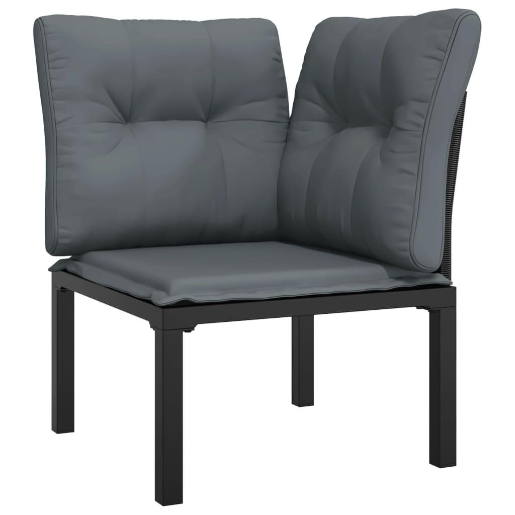 4 Piece Garden Lounge Set In Black and Grey Poly Rattan