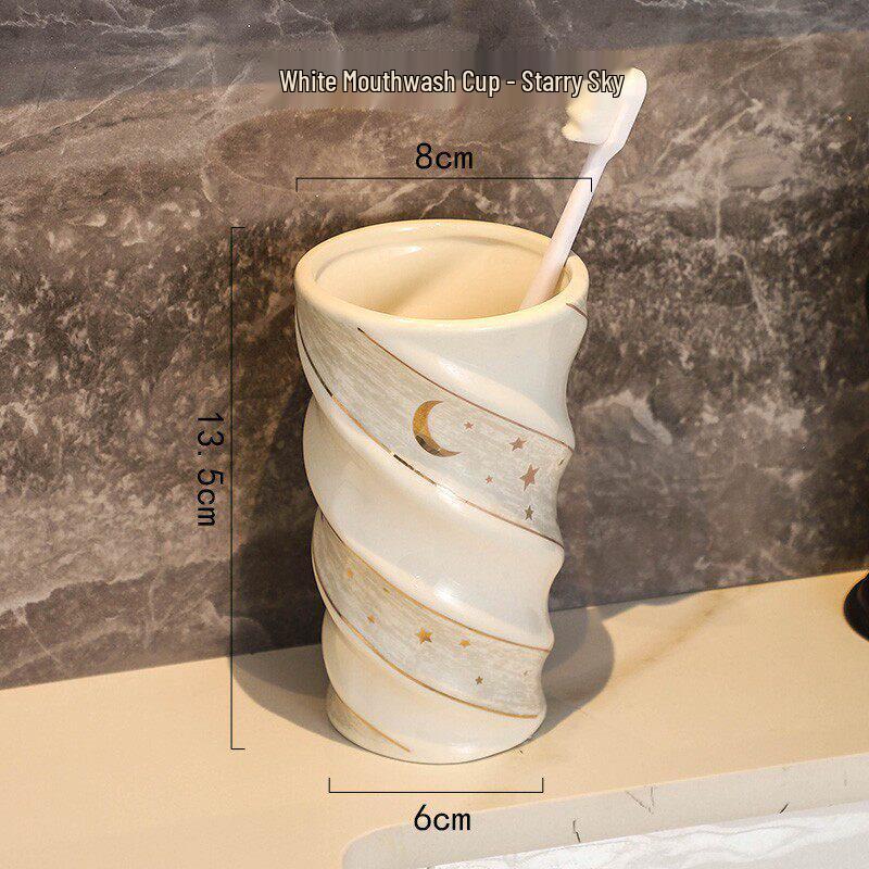 Nordic Ceramic Couple Mouthwash and Toothbrush Holder Set for Bathroom Default
