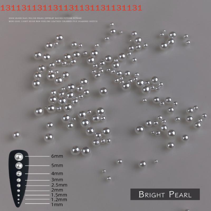 Pure White Nail Beads Rhinestone 1-6MM Mixed Size High Brightness Pearls 300-5000pcs/Bag for DIY Manicure Decor