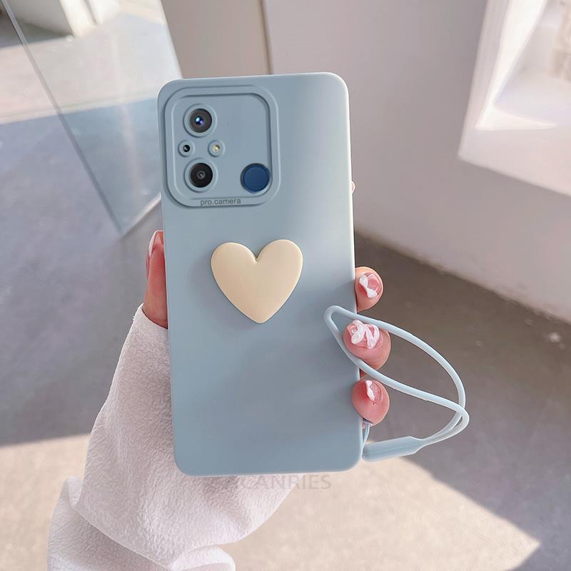 Redmi12c Love Heart Lanyard Silicone Case On For Xiaomi Redmi NOTE 11 12c 12 4g 10 10a 10c 8 9 9a 9c Nfc A1 A2 Redmi12 Camera Cover Redmi12