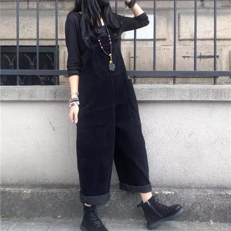 2023 Women's Versatile Plus Size Casual Loose Fit Wide Leg Overalls Jumpsuit