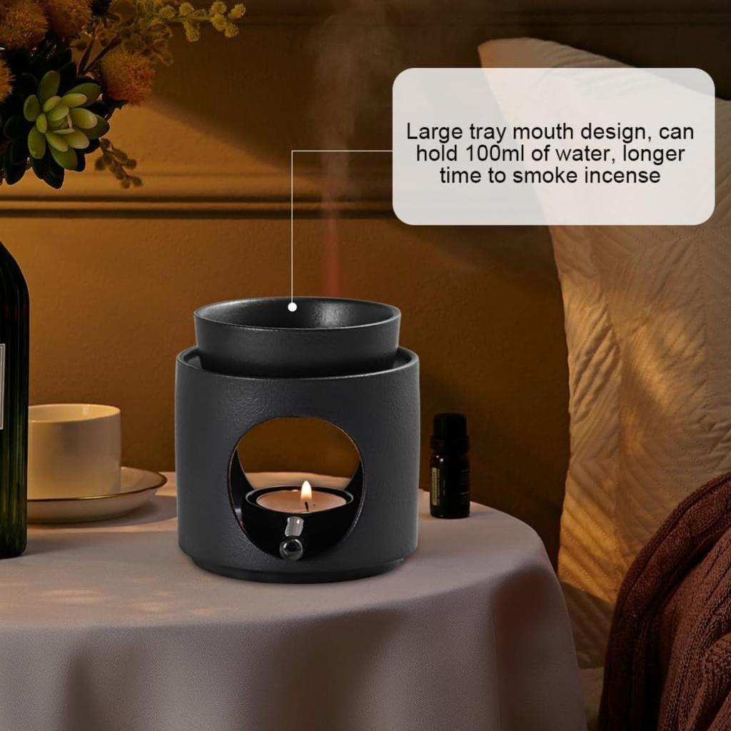 Wax Melt Burner, Ceramic Oil Burners with Candle Spoon Essential Oil Burner Aroma Diffuser Home Aroma Oil Burner Candle Holder Wax burner