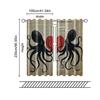 2 Pcs, Filtering Curtains (excluding Rods, Non-movable, Without Batteries) Charming Octopus Couple with Red