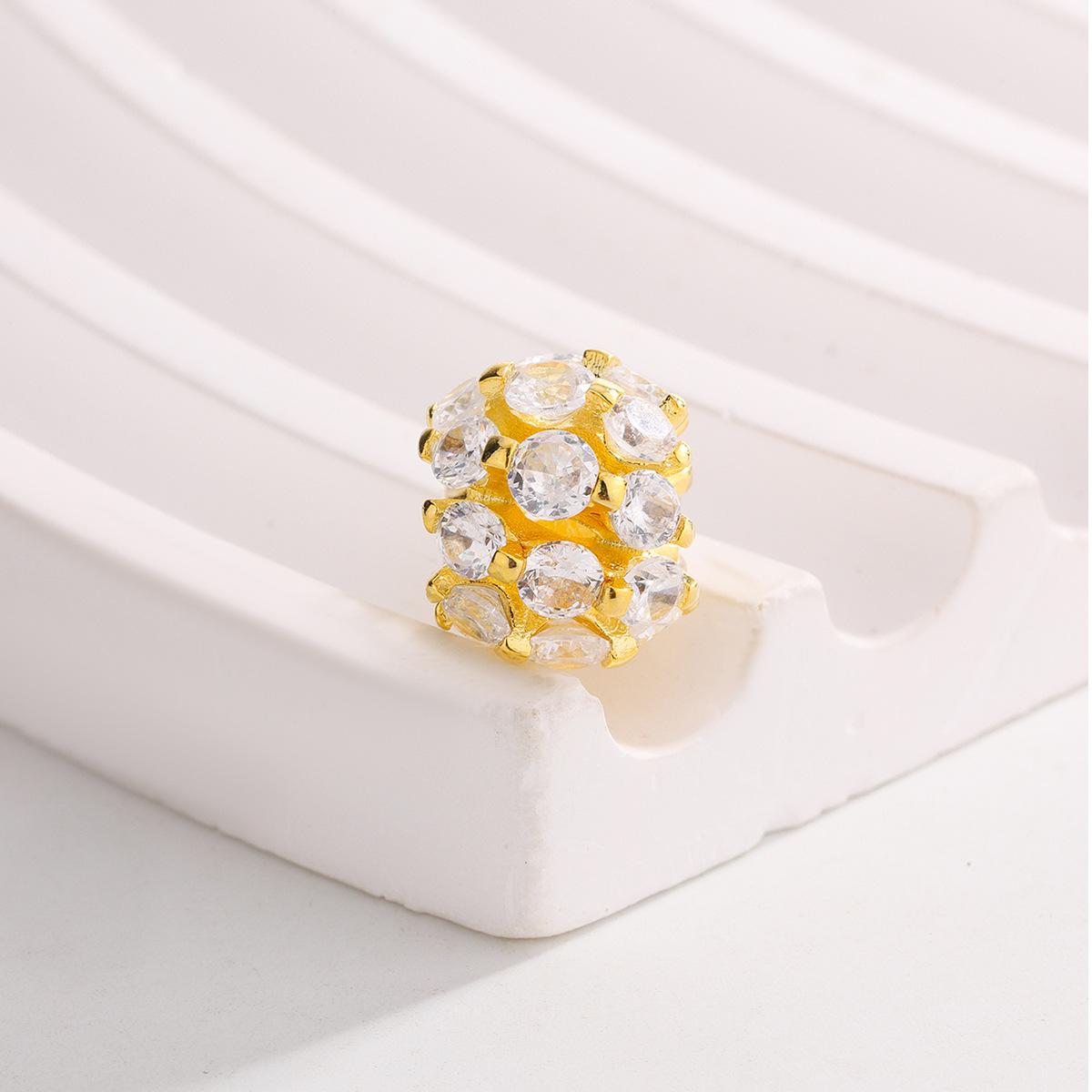 Panjia white copper silver-plated pendant pink five-leaf petals gold rose beaded DIY bracelet accessories fashion White copper silver plated