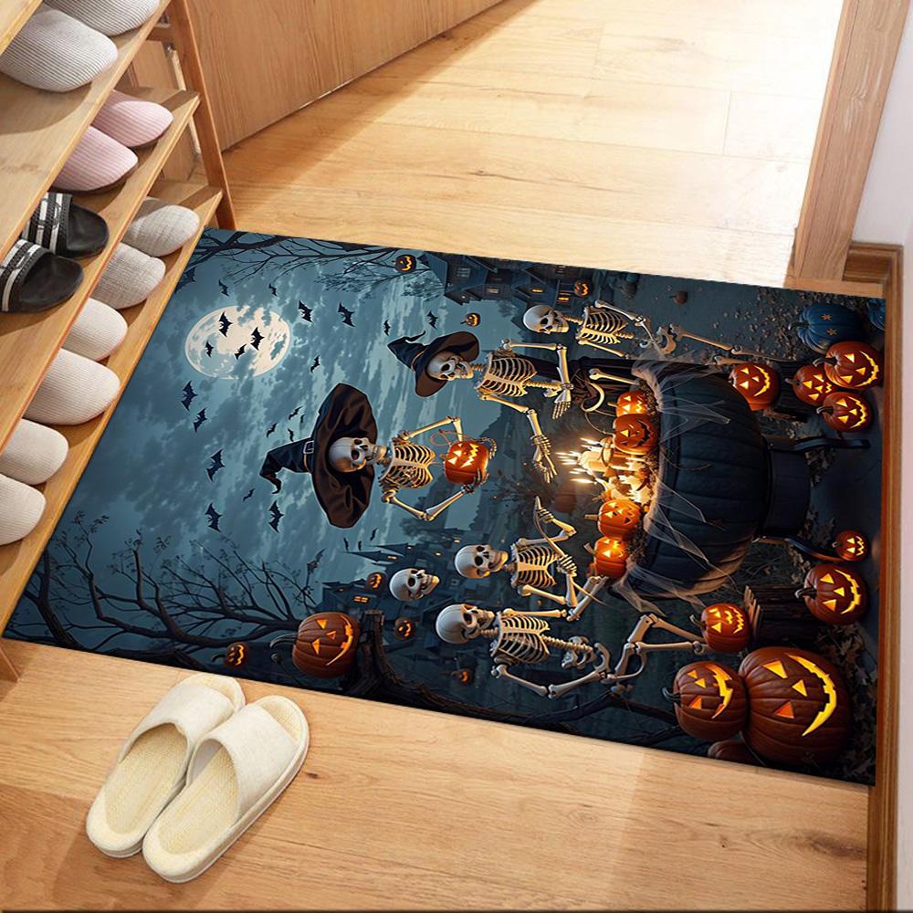 Halloween Pumpkin Faces Floor Mats for Living Room, Bedroom and Room Decoration Are Suitable for Gifts.