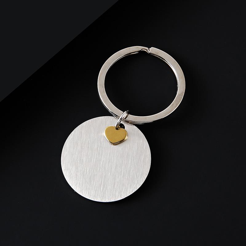 Heart-Shaped Stainless Steel Keychain with UV Printed Round Plate