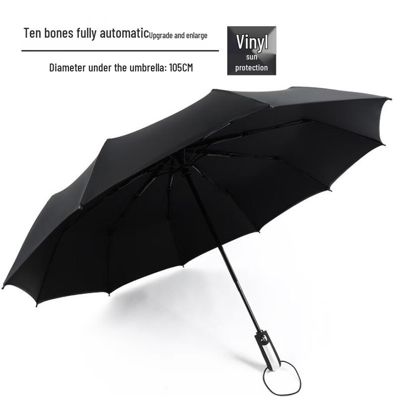 Yushi Yi Automatic Black Vinyl Dual-Use Umbrella