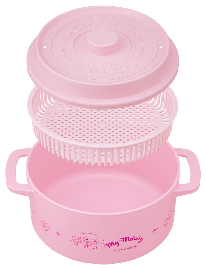 Skater Microwave Pot with Dishwasher 18cm Made in Sanrio My Melody Cocotte-Style Colander, Safe, 1600ml, Capacity, Japan, Design, MWCP2-A