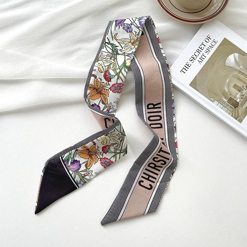 New Luxury Brand Model Small Silk Scarf Women Hair Band Bag Handbag Handle Ribbon Scarf Band Neck Scarves Neckerchief