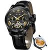 OLEVS Automatic Men’s Wristwatch Multi-Calendar Moon Phase 3 ATM Waterproof Business Classic Luxury Black-A Dial Retro