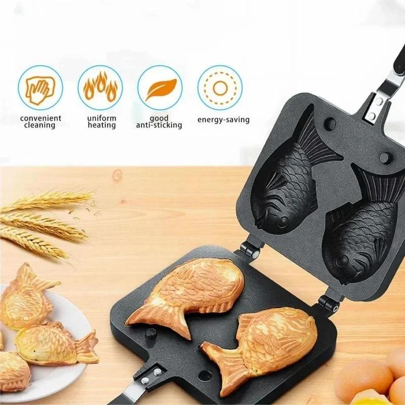 Taiyaki Japonské Formy na Pečení ve Tvaru Ryby Forma na Chléb Výrobník 2 Litinové Domácí Dortové Nástroje