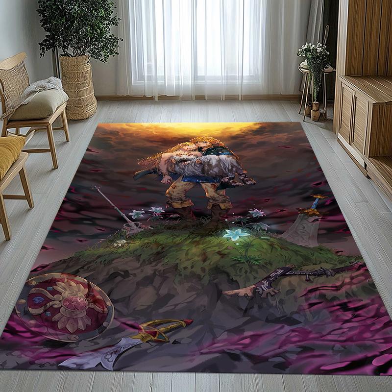 Retro Z-Zelda Cartoon Link Games Living Room Non-Slip Area Rug Soft Carpet for Bedroom Kids Playroom Sofa,Home Decor Doormat