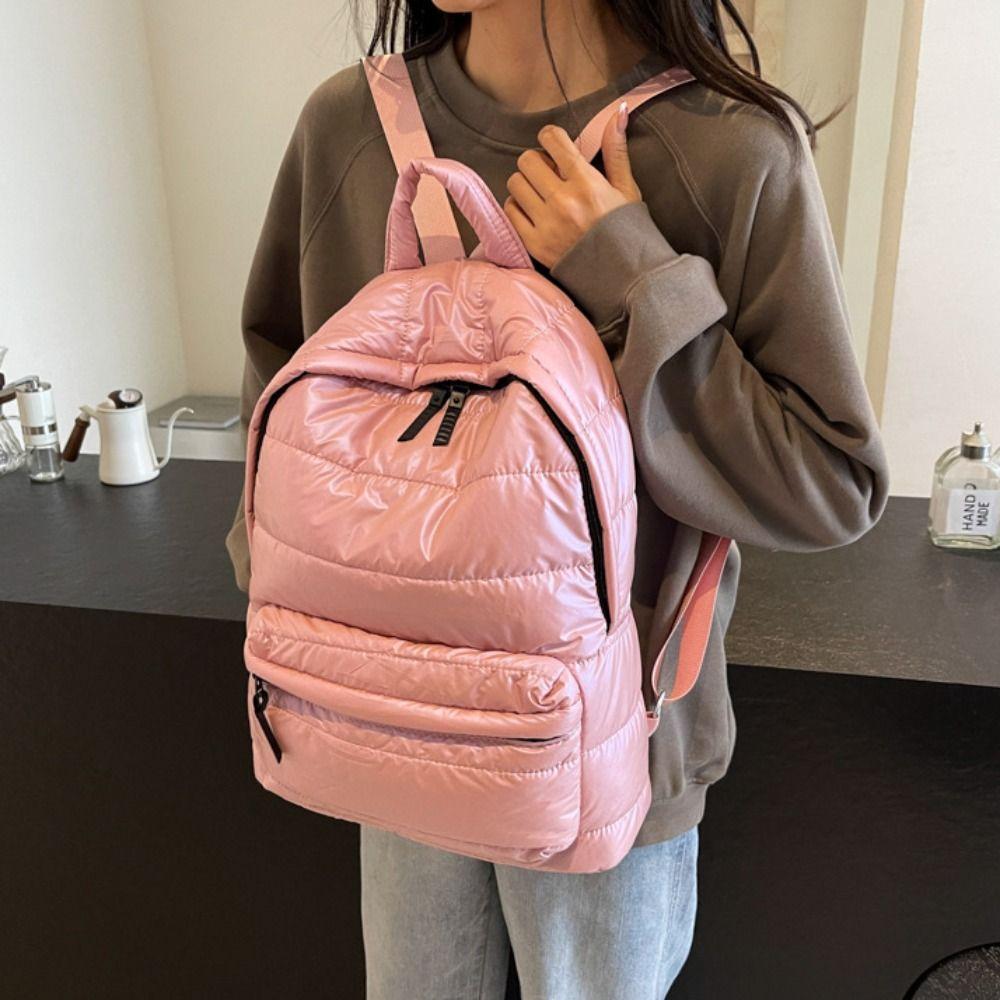 

Плиссированный стеганый рюкзак нейлоновый школьный рюкзак для школьников универсальный космический хлопковый рюкзак для подростков