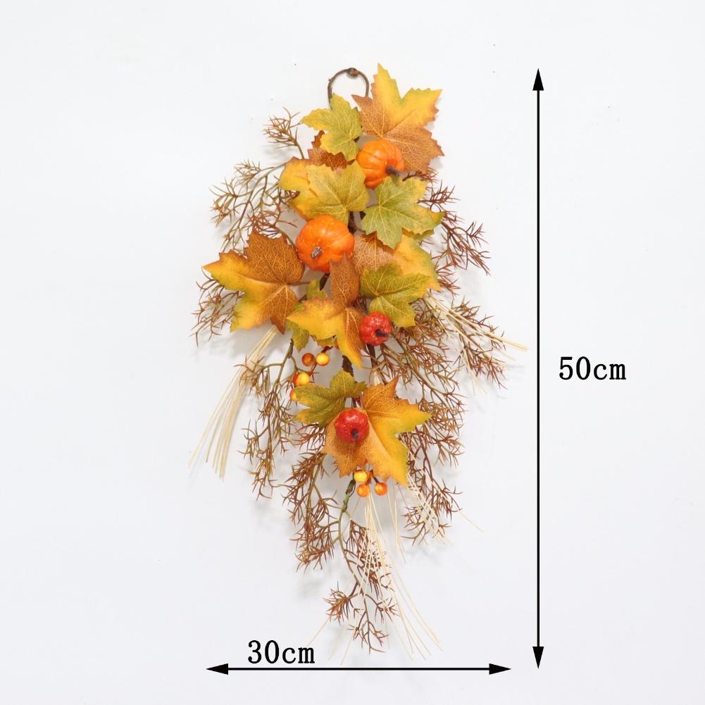 50cm Leaf Pumpkin Halloween Door Hanging Rattan Garden Wall Hanging Garland For Home Party Decoration