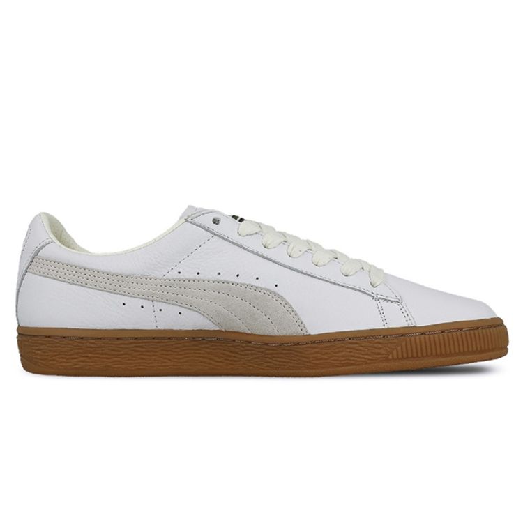 Puma Basket Gum Deluxe Retro Casual Low Top Sneakers Men Sneakers Gray White 365366-01