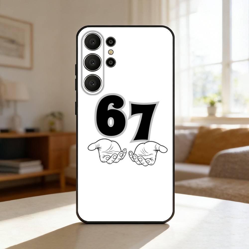 67 Six Seven Phone Case For Samsung S26,S25,24,23,22,30,21,10,9,Ultra,Plus,Lite,FE Soft Black Case Samsung S20fe
