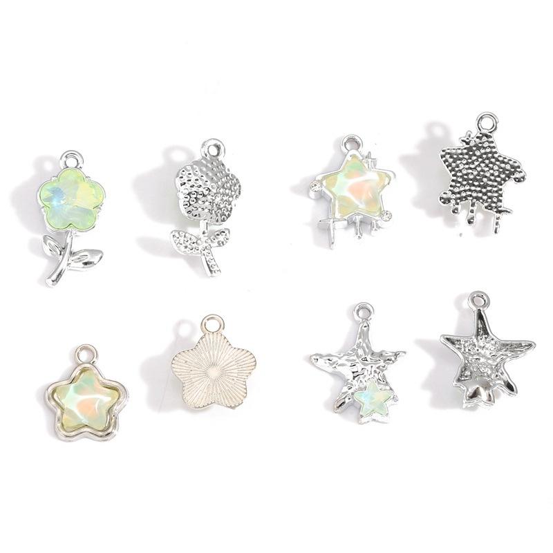 10Pcs Premium Star Moon Alloy Pendants Scratch Resistant Charms for DIY Jewelry Making Handmade Craft Accessories