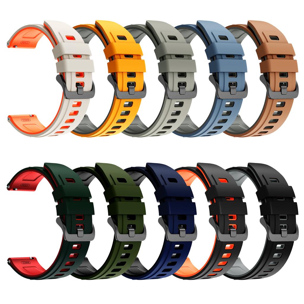 22mm Dual Color Silicone Strap for Samsung Galaxy Watch3 45mm/Watch 46mm/Gear S3 Classic Replacement Watch Band