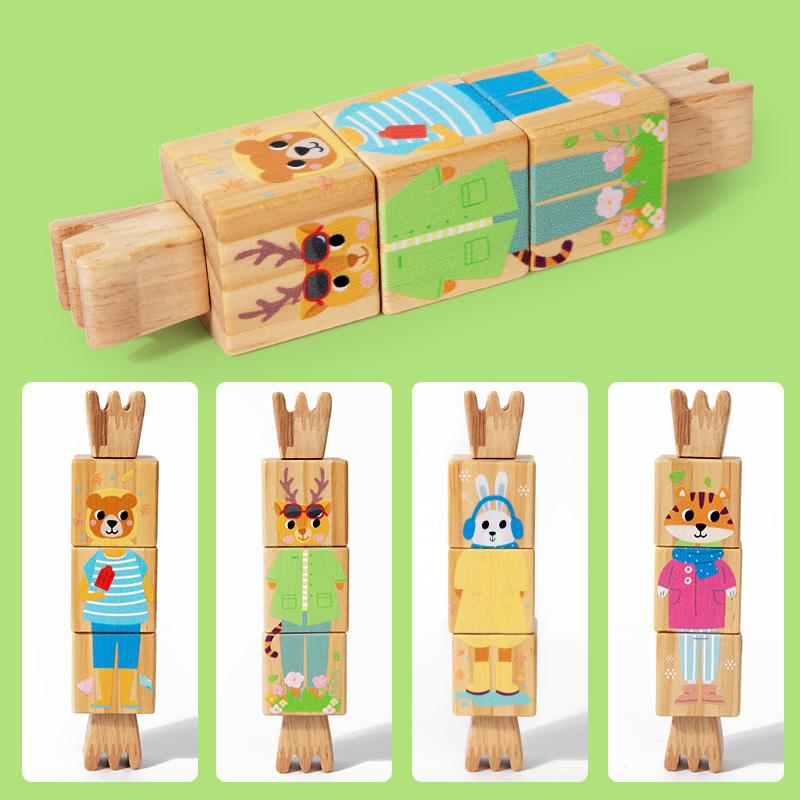 

Деревянная погремушка игрушка Монтессори ручная головоломка ручная практика развитие способностей игрушка дети Рождество животное вращающаяся головоломка развивающая игрушка