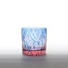 Glass Studio Saiho Edo Kiriko Shochu Glass, Rocks Glass, Tumbler Glass, Mini Vintage Flower Basket Design, Blue-Pink, Made In Japan, Gift Wrapping